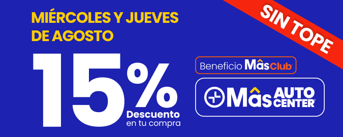 Todos los Miércoles y Jueves de agosto 🚗 15% de descuento en toda tu compra SIN TOPE 🛠️