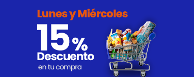 Todos los Lunes y Miércoles 🛒15% de descuento en toda tu compra SIN TOPE 🤑