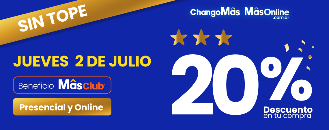 Este Jueves 2/7 🛒20% de descuento en toda tu compra SIN TOPE 🤑