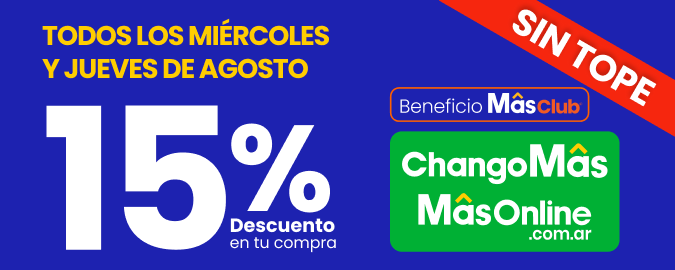 Todos los Miercoles y Jueves de julio 🛒15% de descuento en toda tu compra SIN TOPE 🤑