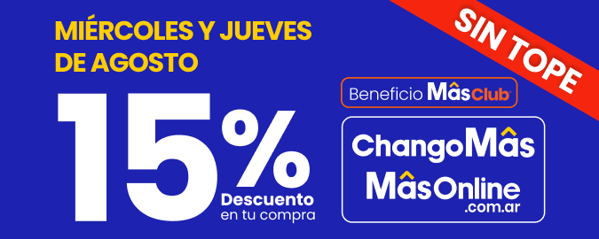 Todos los Miercoles y Jueves de agosto 🛒15% de descuento en toda tu compra SIN TOPE 🤑